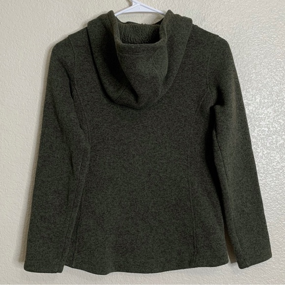 The North Face Girls Size 10-12 Green Heather Fleece Hooded Sweatshirt - Picture 7 of 13